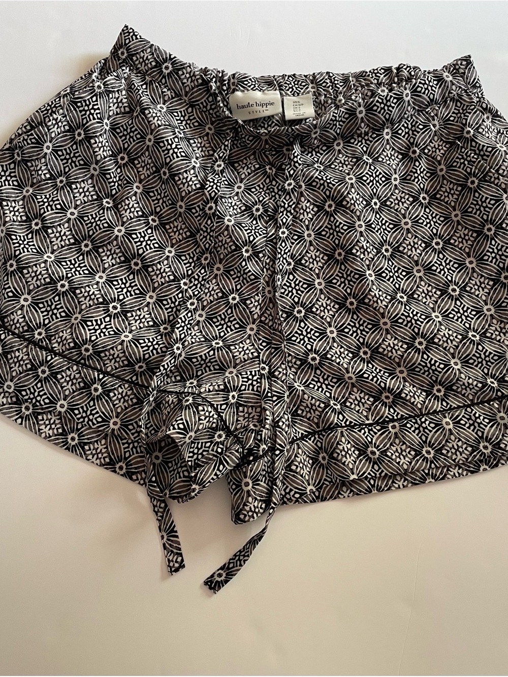 Haute Hippie Black and White Geometric Print Lounge Shorts
